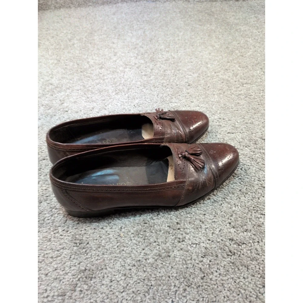 Adolfo Mens Brown‎ Leather Tassel Loafers Wingtip Brogue Made in Italy 9.5 M